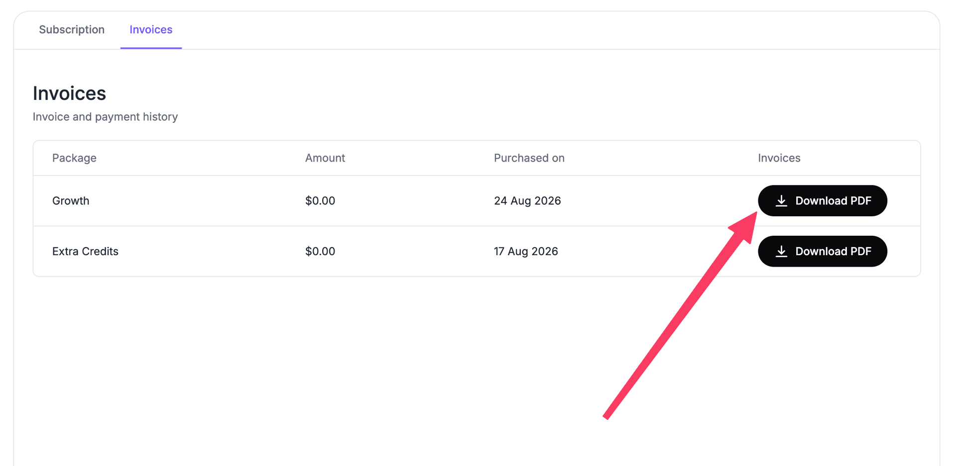 Download an invoice