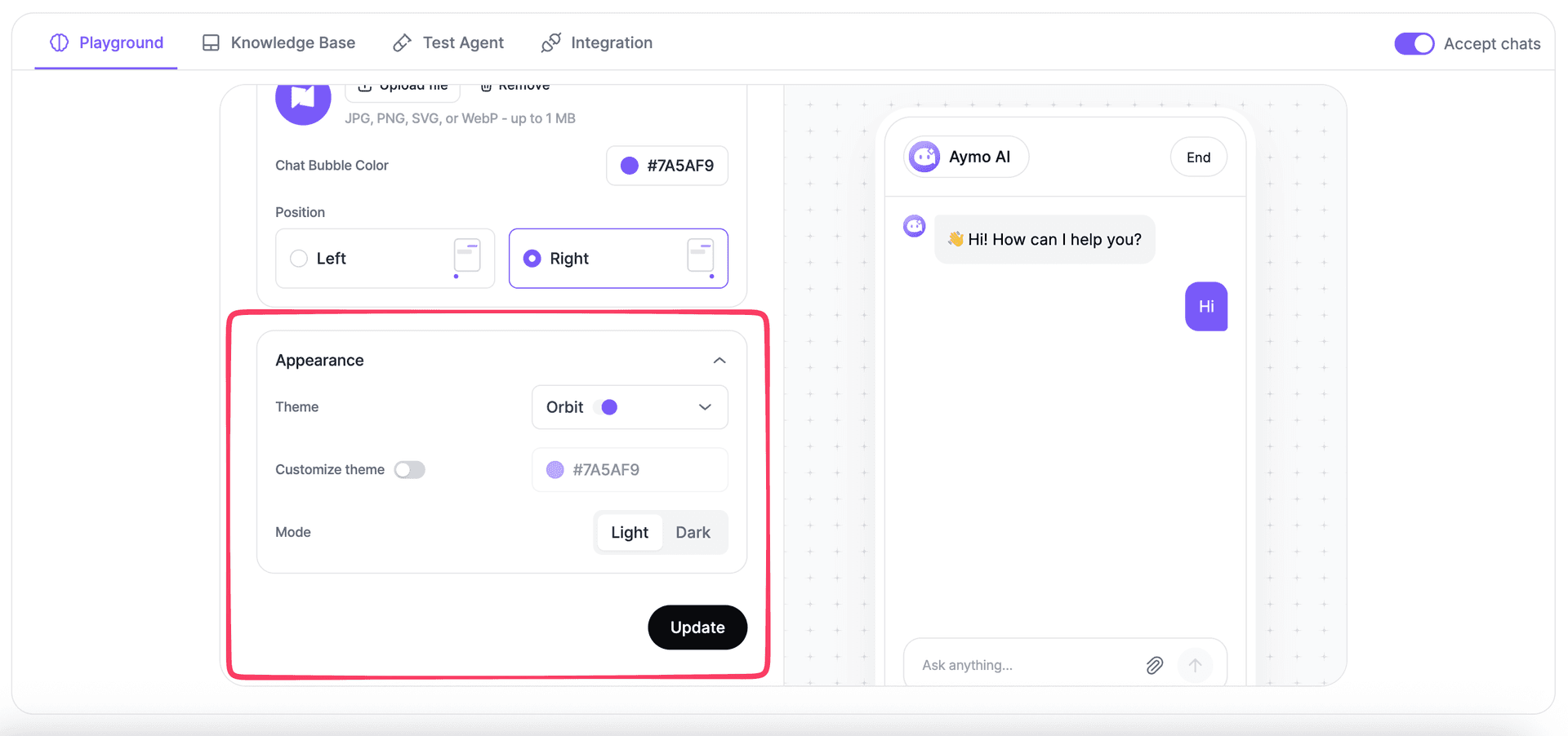 Customize the appearance of the chat widget.